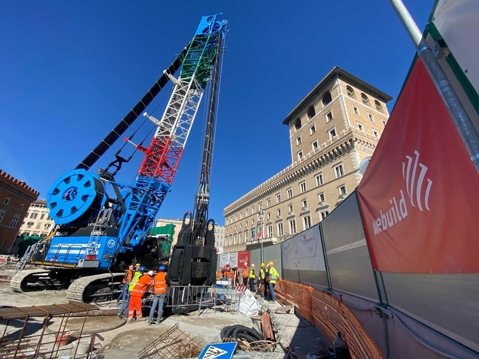 Linea C Metropolitana di Roma, Cantiere Stazione Venezia, avvio dell'idrofresa