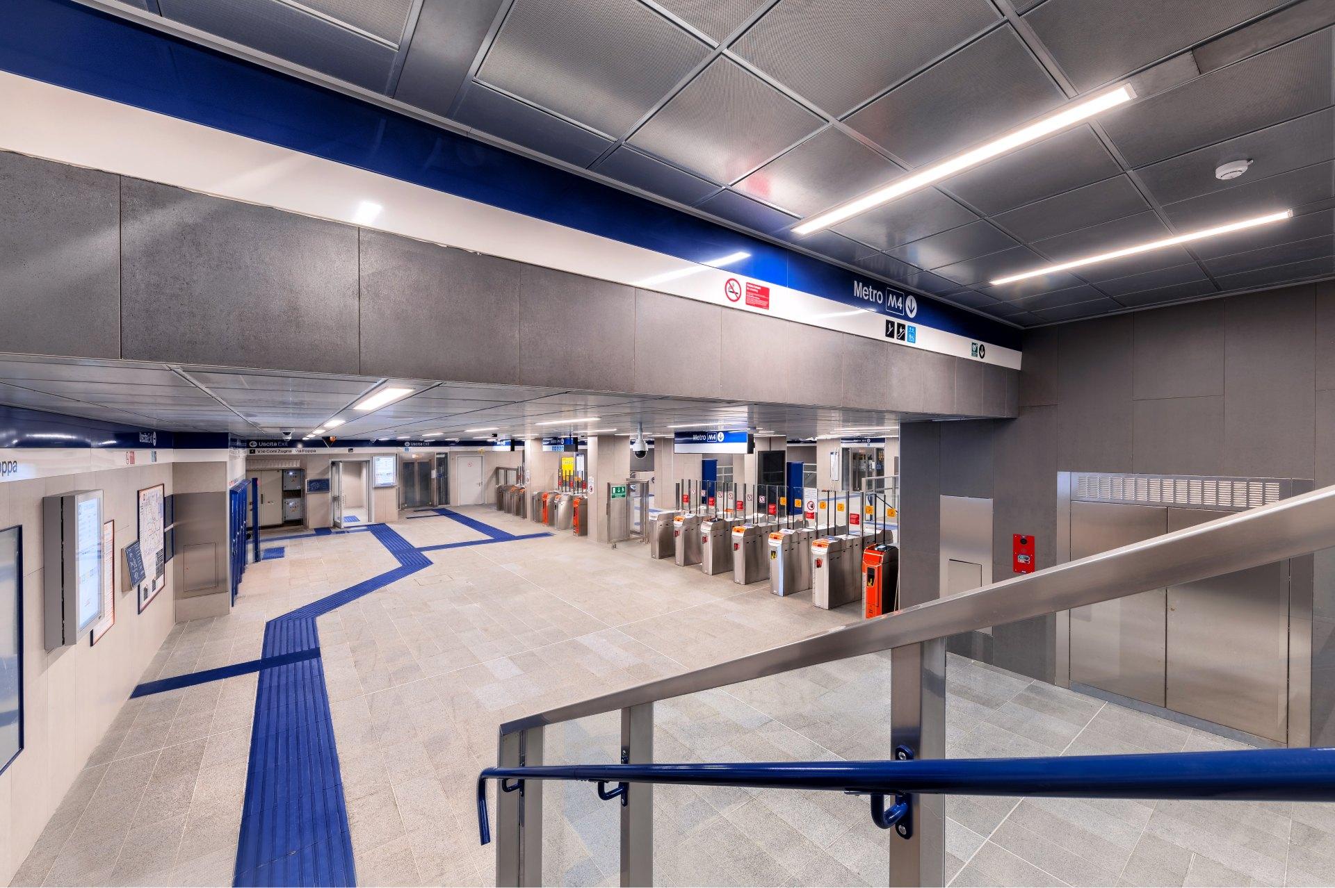 Stazione Coni Zugna, Metro M4 Milano, Italia