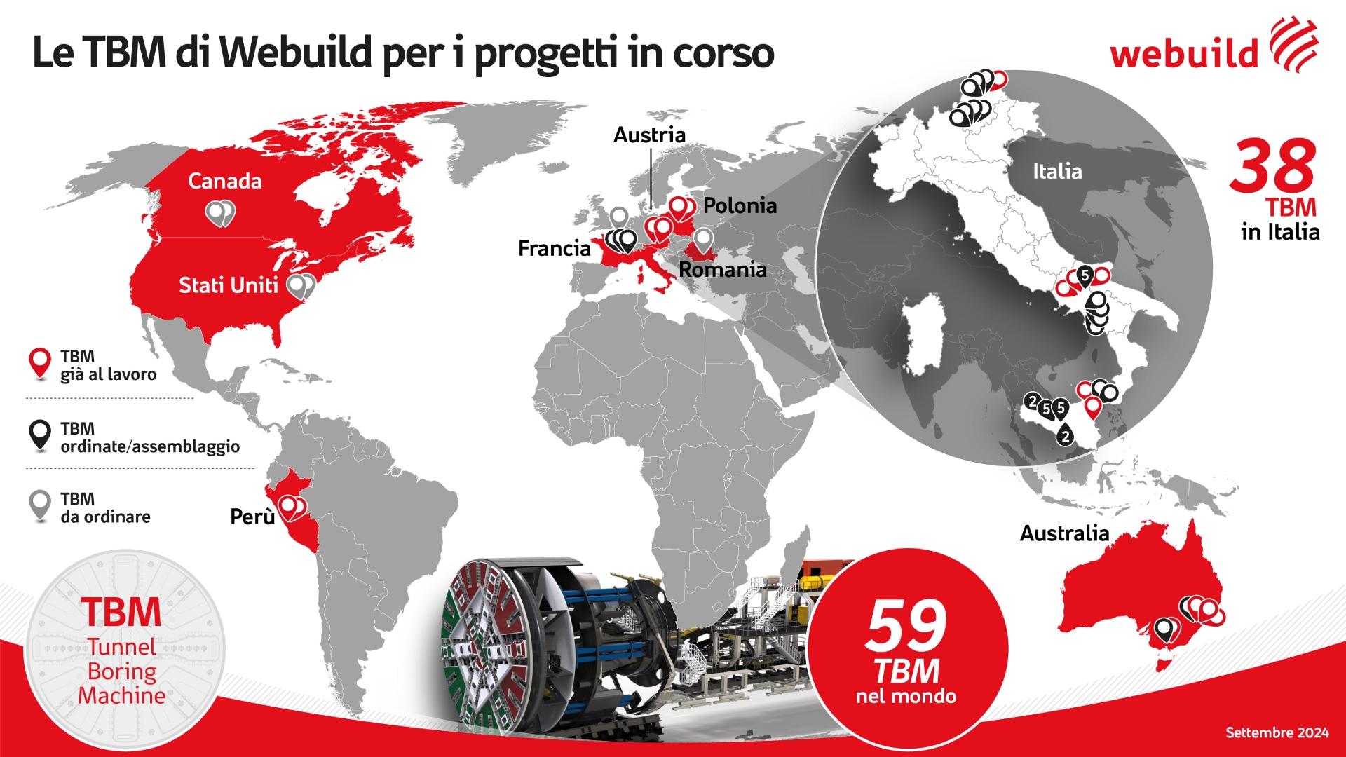 Le TBM di Webuild per i progetti in corso